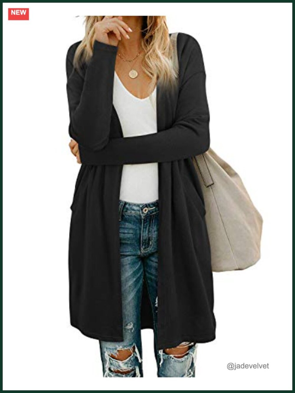 Women's Open Front Cardigan with Pockets Long Sleeve Lightweight Knit